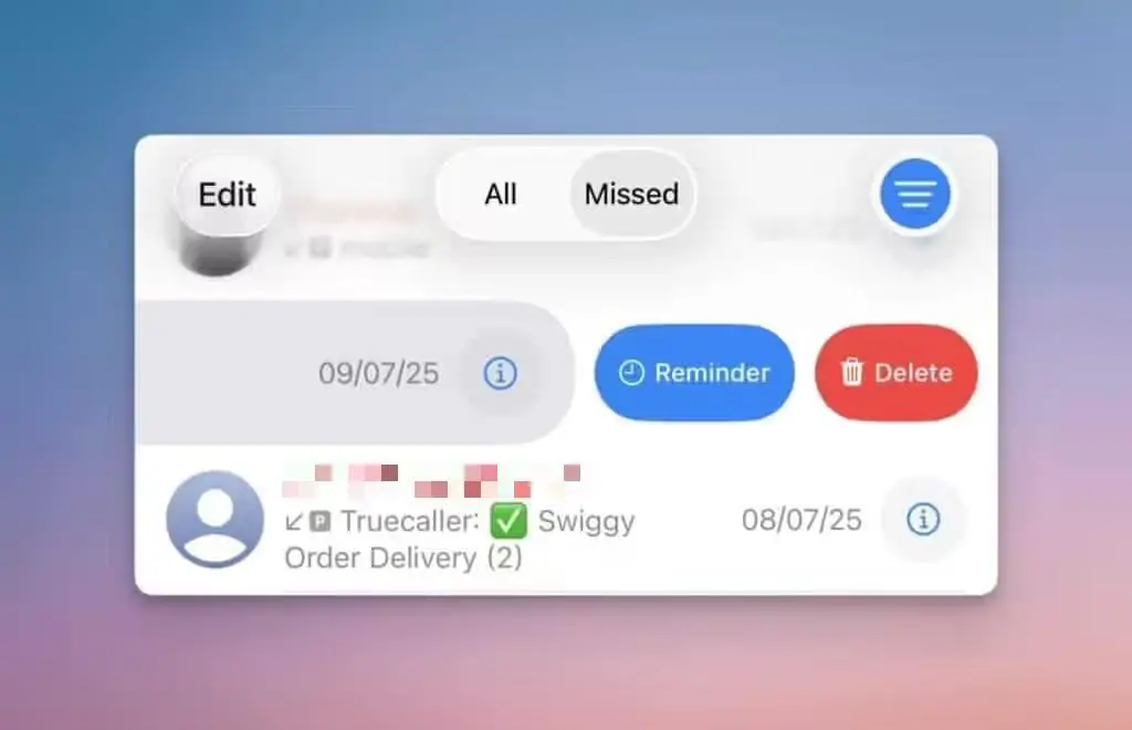 不再忘记回电话,苹果iOS 26系统“电话”App新增提醒回电功能 iOS 26 missed call reminder